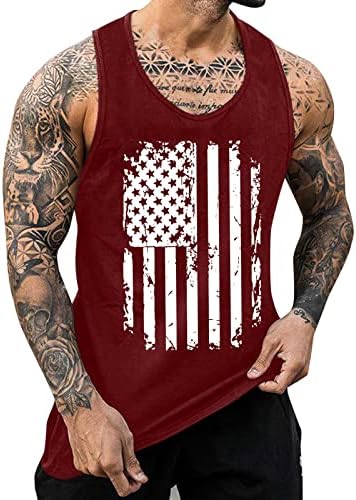 4. srpnja grafički tenk vrhovi za muškarce američke zastave grafičke majice ljetni rukavi bez rukava atletski mišići odsječeni košulja