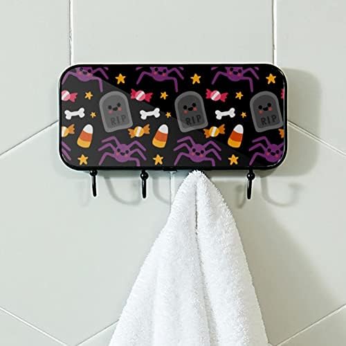 Halloween pauk crni stalak za print kaput zidni nosač, ulazni kaput s 4 kuka za kaput za kaput ručnika za ručnike haljine u kupaonicu