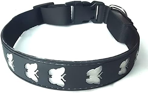 Ugledni svijetli ogrlica za pse, 3d leptir dizajn meki materijal, USB-C punjivi 15 modusa bljeskalice 8 boja, crne)
