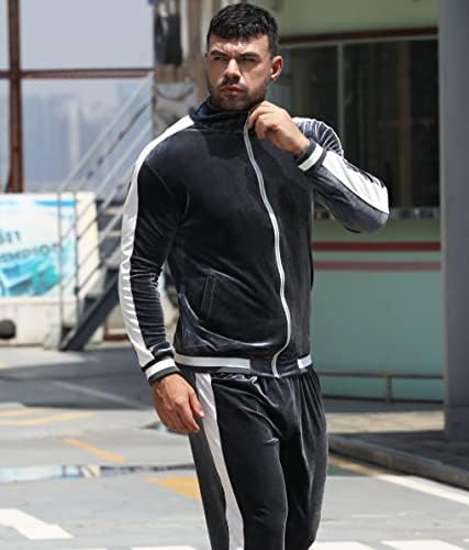Yaogro velor tracksuit Sweatsuit set: muški jogging odijela pune patentne patene casual jakne hlače 2 komada outfit atletski trening