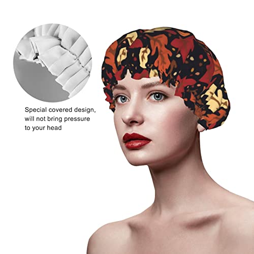 Žene za višekratnu uporabu rastezljivog kape za kosu pad jesenski listovi dvostruki slojevi vodootporni poklopac za tuširanje