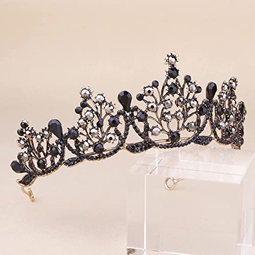 Ženske krune iz A. M.-A, crne tijare s baroknim kristalnim ukrasom, kostim Zle Kraljice, traka za glavu za mladenku, princezu, cvjetnicu,