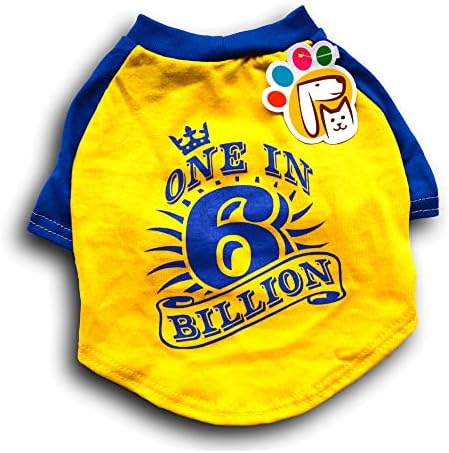 Petmont casual majica za kućne ljubimce Desiring: Jedna od 6 milijardi žuta i plava sjajna za male i srednje pseće veličine medija