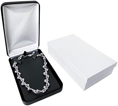 Mooca Premium Faux kožna prekrivena metalna kutija za ogrlicu, kutija za ogrlicu, poklon kutija nakita, Organizator ogrlice, 4 1/4