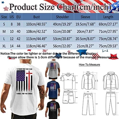 XXBR 4. srpnja Muške majice s kratkim rukavima, ljetna retro američka zastava tisak Slim Fit Patriotic Casual Basic Tee Tops