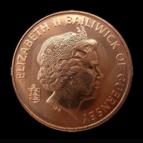 Guernsey 2 Pence Coin Commumorative Coin Coin Big Coin Slučajna godina