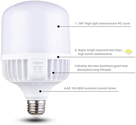 LED svjetiljka visokog intenziteta, Vodootporna i otporna na prašinu hladna bijela svjetiljka snage 60 vata, kut snopa 260nd, 3700