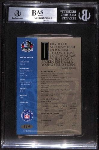 5 Sammy Baugh - 1998. Ron Mix Hof Platinum Autos Football Cards Ocjenjivao BGS Auto - Autografirani nogomet