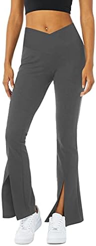 Ženski crossover visoki struk bootcut joga hlače lepršave gamaše prednje podijeljene flare noge za vježbanje hlače Radne hlače za odijevanje