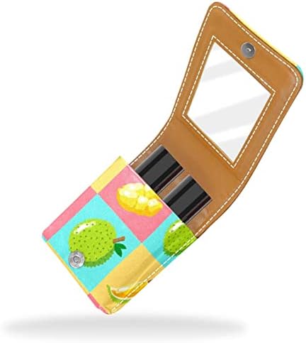 Mini torbica za šminku od ogledala u obliku zrcala torbica s kvačilom Futrola za ruž za usne od umjetne kože Durian voće u boji crtića