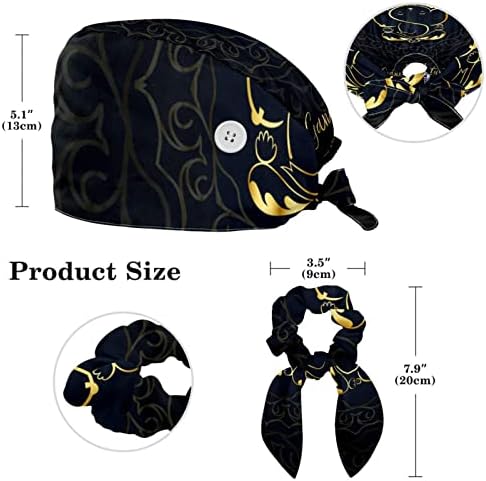 yoyoamoy radna kapica s gumbima s ženskim šeširom s elastikom kosa kosa jedna veličina zlatni slon crni