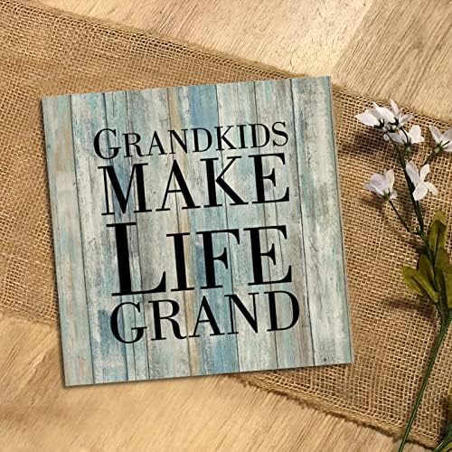 Drveni znak za ohrabrenje Citiranje bake čine život Grand Vintage Teal Wood zrno smiješno zidna umjetnost viseća ploča s konopom za