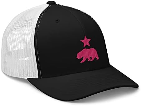 Rivemug Women California Premium Trucker Hat vezeni medvjed i zvjezdani zakrivljeni Bill Mid Crown Snapback mreža za žene za žene