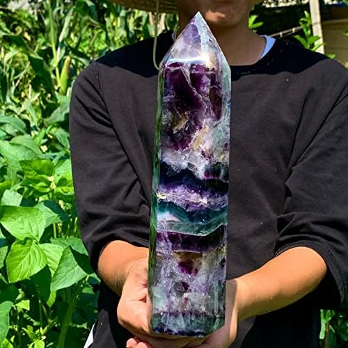 Satley 6,4 lb Natural Fluorit Obelisk Quartz Crystal Wand Healing Healing pogodno za dom
