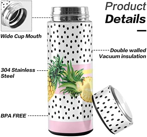 Thermos Cup 12oz Vakuumska šalica boca od nehrđajućeg čelika BPA Slobodna izolirana šalica, ananas i polka točka