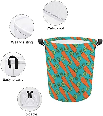 Mrkva i krastavci sklopiva košarica za pranje rublja vodootporna vreća za odlaganje s ručicom 16,5 x 16,5 x 17