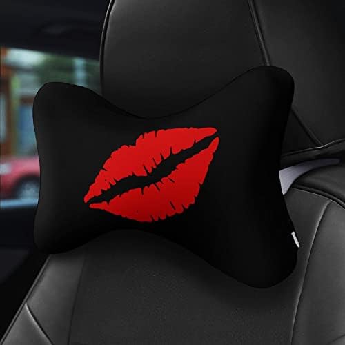 KISS LIP CAR VOCK PILOK SET od 2 udobnog nosača za glavu za glavu jastuka napunjena pjena za putničko sjedalo