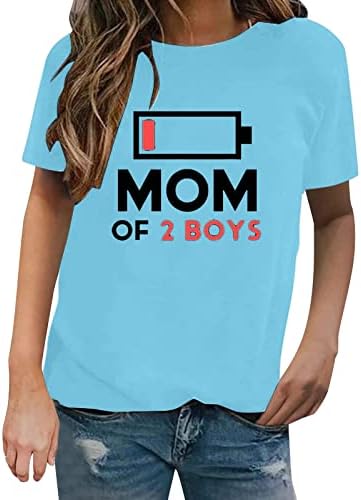 Žene smiješno pismo mama od 2 dječaka tiskaju okrugli vrat kratki rukavi vrhunski majica za trčanje majice žene žene