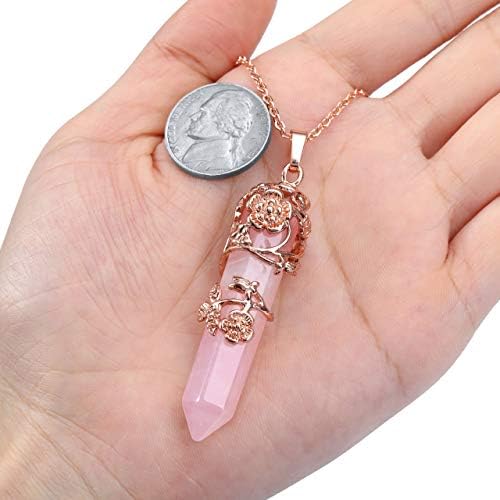 Pesoesti paket-2ITEMS: Rose Quartz Crystal Healing privjesak ogrlica+Suncatcher prozor Viseći ukras