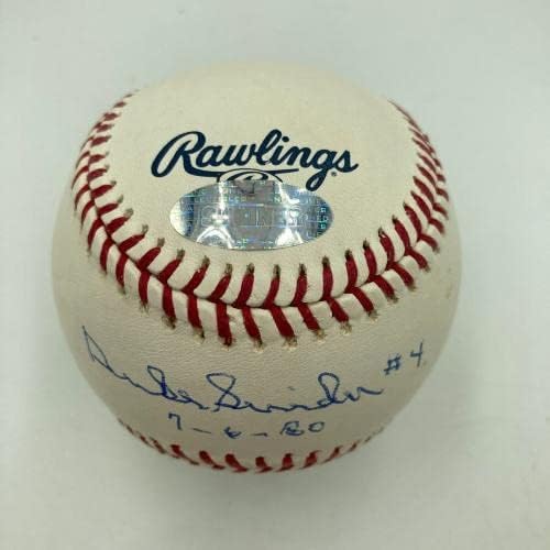 Vojvoda Snider 4 Povlačenje 7-6-6-1980 Potpisan bejzbol Steiner Hologram-Autografirani bejzbol