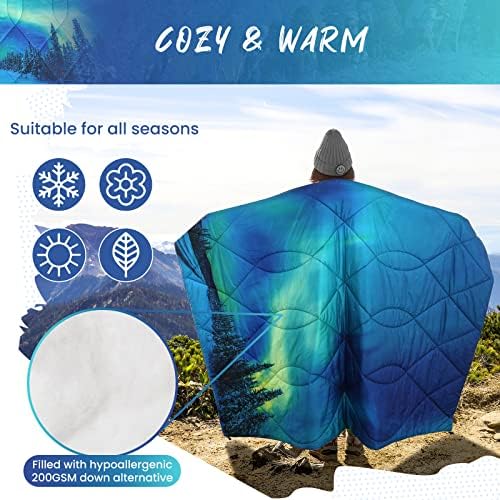 Qucover kampiranje pokrivač, lagana deka za putovanje za toplo ili hladno vrijeme, pakiranje i vodootporno za na otvorenom, putovanja,