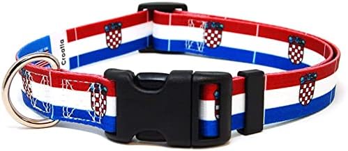Hrvatska ogrlica za pse | Hrvatska zastava | Kopča za brzo oslobađanje | Napravljeno u NJ, SAD | za ekstra velike pse