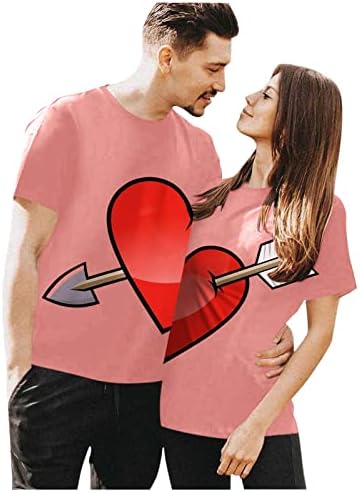 Numaller Valentinovo podudarni par majica posada za vrat ljetni majica s kratkim rukavima opuštena majica za suprugu suprugu