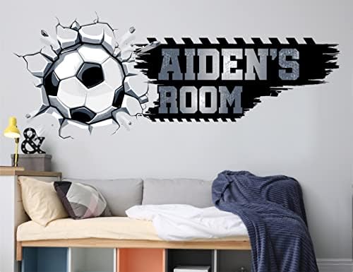 Naziv nogometnih zidnih naljepnica za dječake Dekor sobe - nogometni personalizirano ime za dječje vrtić - nogometni zidni naljepnica