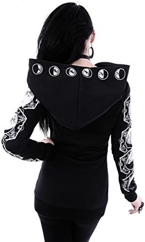 Restyle lunarni hoodie ženska gotička okultna moderna vještica pletena pamučna bluza s prevelikim kapuljačom