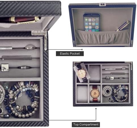 DecoreBay Executive Leather Box, manžetna, Organizator nakita za skladištenje prstena i kutija za nakit za muškarce
