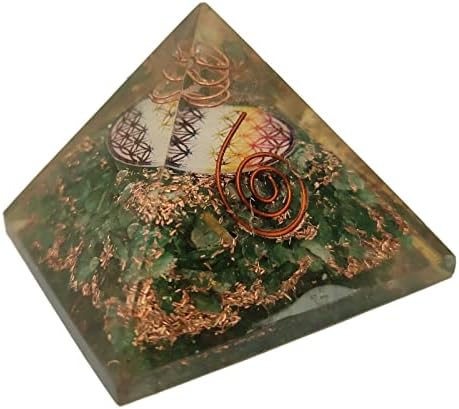 Sharvgun orgonit Piramida Jade Zeleni dragulj Cvijet života orgona Piramida Zaštita negativne energije 65-70 mm, Etra velika piramida