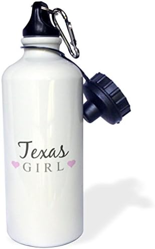 3Drose Texas Girl-Home State Rest-USA-Ujedinjene države Amerike-Text i Slatka djevojčica ružičasta srca Sportska boca vode, 21 oz,