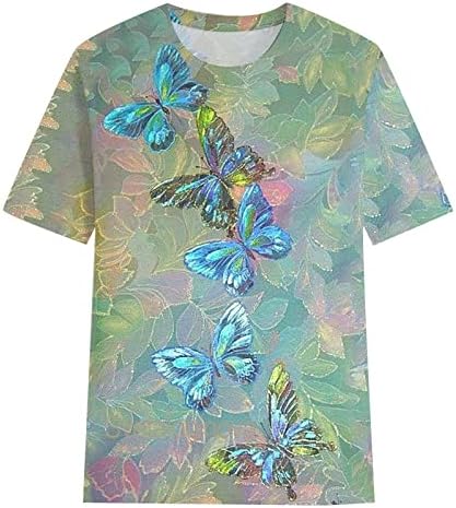 Kratke ženske ljetne modne majice s digitalnim printom leptira, Ležerne majice s kratkim rukavima, sportske majice za žene