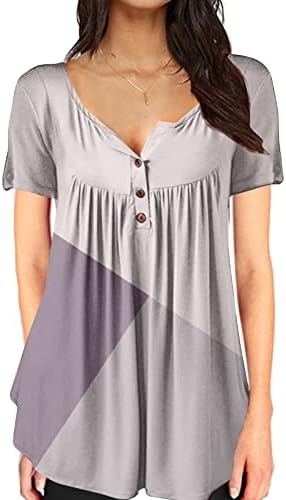 Ženska majica V vrata Osnovna majica s kratkim rukavima 2023 Ljetno udobno tiskana modna ležerna labava bluza vrhova