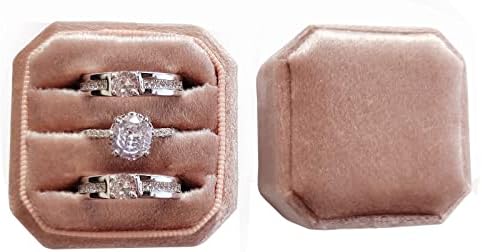 Osmerokutna kutija za prstenje za svadbenu ceremoniju-vrhunska Antikna kutija za predstavljanje prstena s 3 utora Vintage kutija za