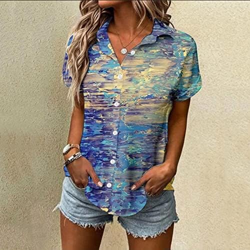 Ženske košulje gumb s kratkim rukavima Down 3D grafička košulja Summer Casual Cull Printing Majice na plaži