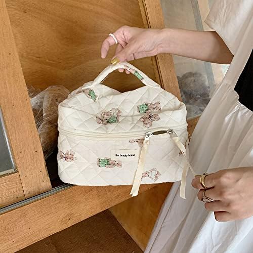 Pamučna torba za šminku Velika putovanja kozmetička torba prekrivena kozmetička torba coquette estetska cvjetna toaletna torba mala