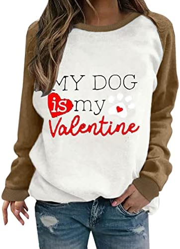 Ženske modno Valentinovo duksevi moj pas je moj Valentinovo tiskani pulover dugih rukava patchwork džemperi