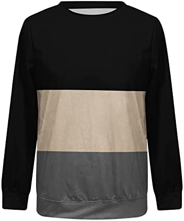 Ženske kauzalne labave punice za posadu 2023 Fall Fashion ColorBlock Dugi rukavi prugasti pulover vrhovi trendi bluze