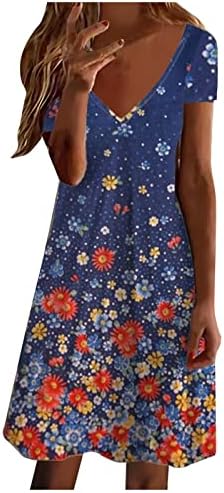 Proljetna haljina za žene 2023., vjenčanica s cvjetnim printom s kratkim rukavima u obliku izreza, ležerna lepršava haljina širokog