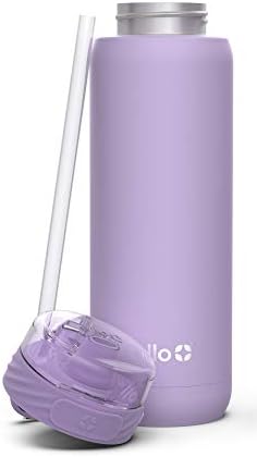 Ello Cooper vakuum izolirana boca s nehrđajućim čelikom s mekom slamkom i nosačem, dvostrukim zidom, puknućim, lilom 22oz