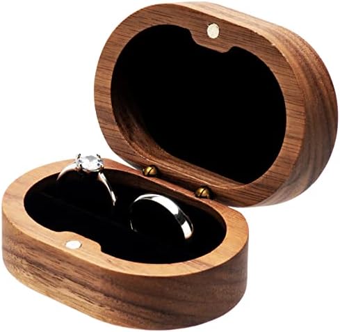 Ovalna mala izvrsna drvena kutija za prstenje za ZARUČNIČKU ceremoniju vjenčanja za rođendanski poklon s 2 utora