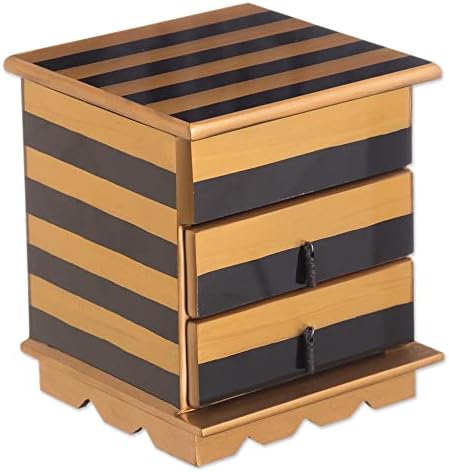 Kutija za nakit od stakla i drveta, crna sa zlatnim nijansama, moderni sjaj'