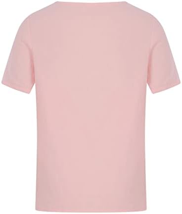 Ružičasta odjeća kratka rukava lane pamuk gumb za rezanje spuštena grafička bluza majica za žene košulja ljetna jesen žene gu gu m