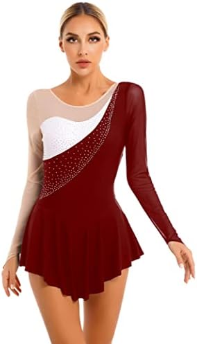 Hedmy ženska lirična plesna haljina dugih rukava rinestone figura ledena haljina za klizanje gimnastika leotard haljina