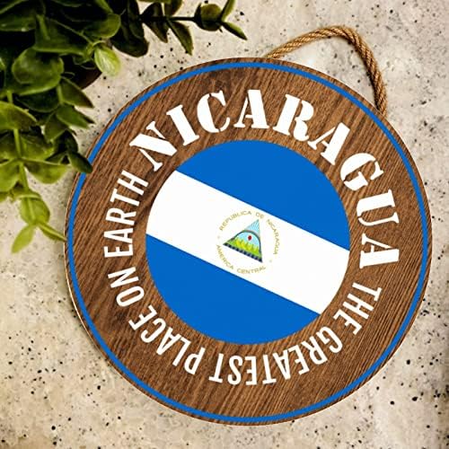 Wengbeauty Nikaragua zemlja zastava okrugli drveni zidni znak Nikaragua Vijenac ulaznih vrata Nacionalna zastava SUVENTIR PUTOVANJE