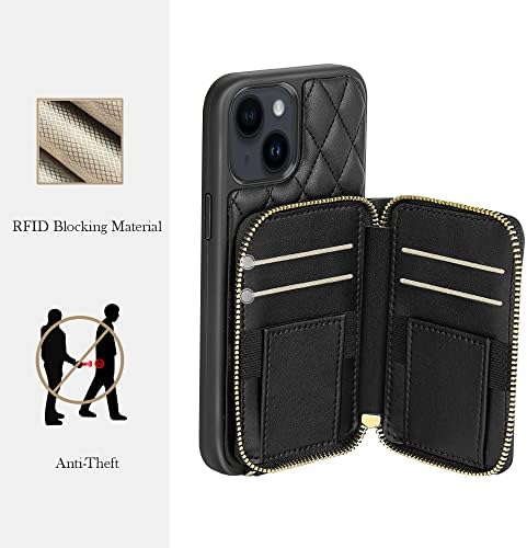 LAMEEKU Kompatibilan s torbicom-novčanikom iPhone 14 Plus, torbicom preko ramena sa držačem za kartice, стеганым kožna torbica s remenom