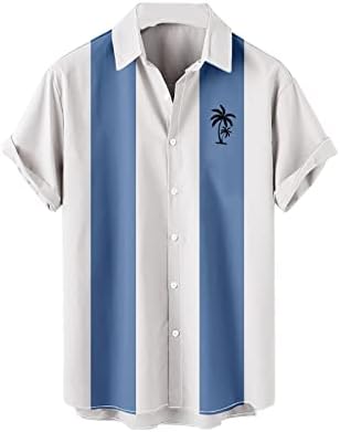 Muški gumb s kratkim rukavima Dolje majice za kuglanje Blok casual majica Havajska košulja za plažu redovne fit majice vrh