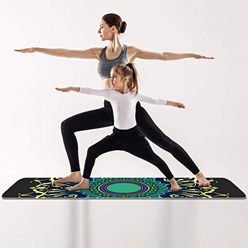 Debela Protuklizna prostirka za vježbanje i fitness 1/4 s printom indijske mandale na tamnoj pozadini za jogu, pilates i podnu kondiciju