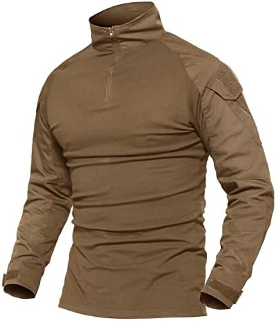 Muške taktičke košulje u vojnom stilu, 1/4 majica s dugim rukavima s patentnim zatvaračem i džepovima